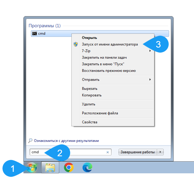 Запуск командной строки WIndows 7 от имени администратора